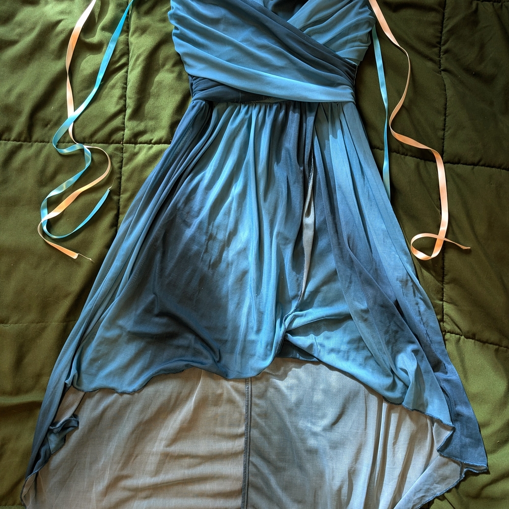 Elegant Blue High-Low Dress